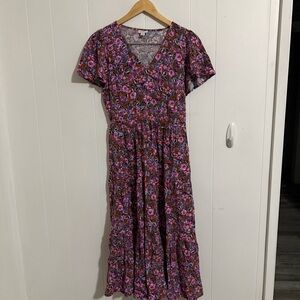 J. Crew Vibrant Purple Floral Midi Dress- SALE